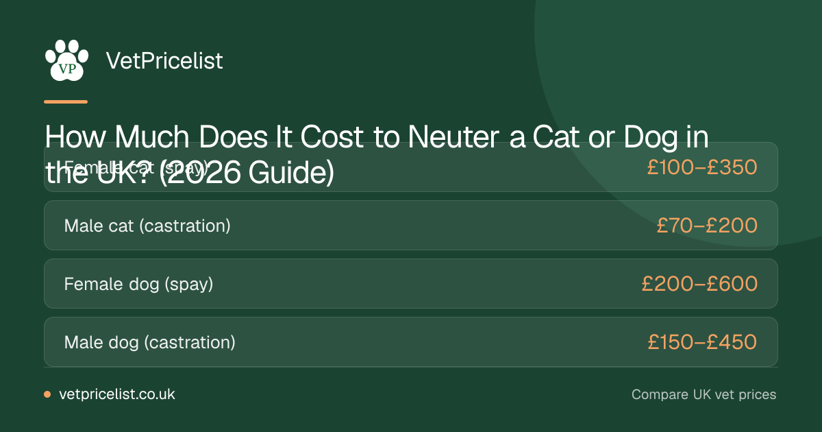 How Much Does It Cost to Neuter a Cat or Dog in the UK? (2026 Guide)