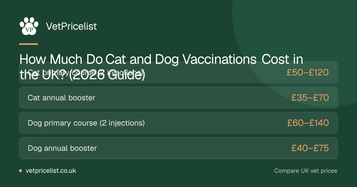 How Much Do Cat and Dog Vaccinations Cost in the UK? (2026 Guide)
